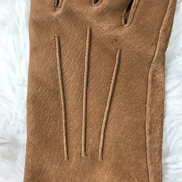 Newport News Genuine Leather Triple Top Seam Camel Gloves - Picture 4 of 9